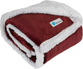 Dog Blanket for Small Medium Dogs Cats Puppies Kittens, Soft Sherpa Fleece Pet Blanket Throw, Reversible Plush Couch Cover Protector for Crate Carrier Chair, Machine Washable, 40X29, Dark Red
