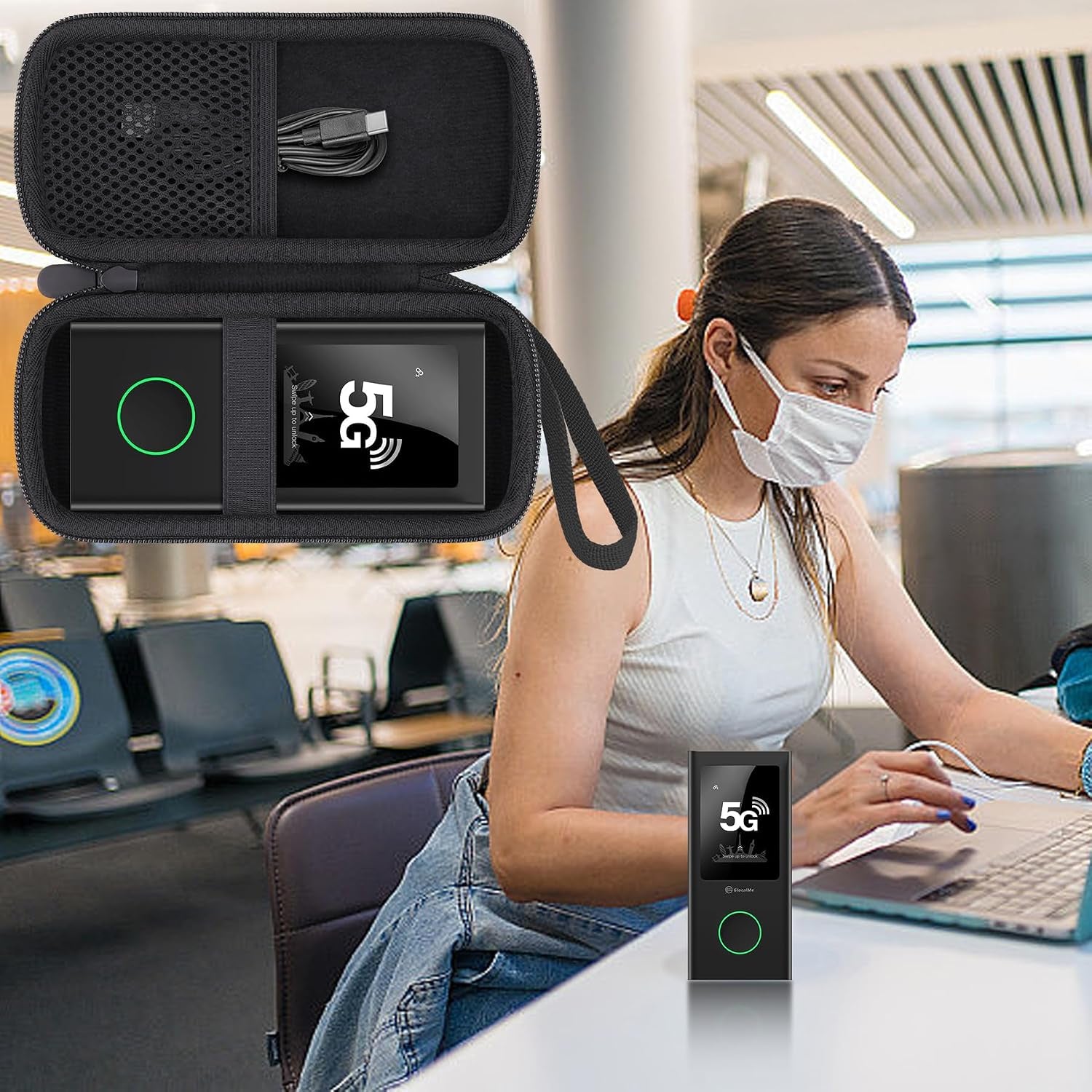 Hard Case for Glocalme Numen Air 5G Mobile Hotspot, Black | EVA Case Construction, Water-Resistant Design, Dust-Resistant Design, Protective Case Only