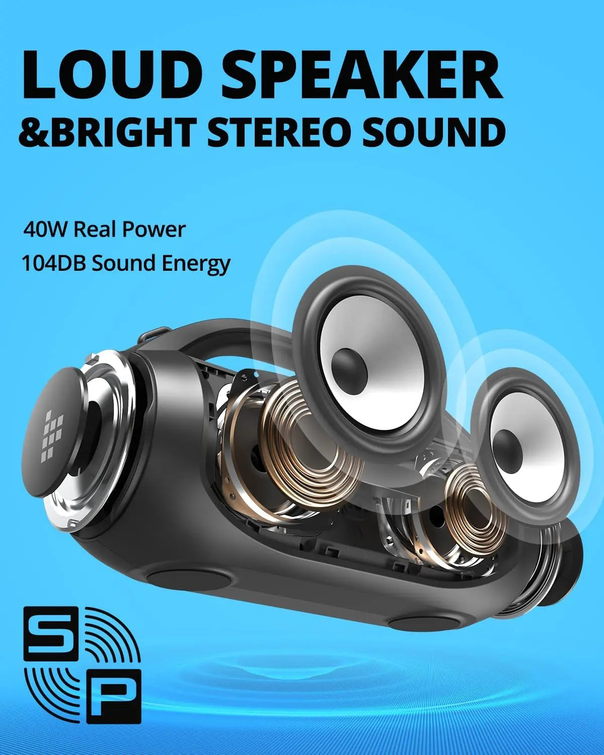 Bang SE Portable Bluetooth Speaker 40W Stereo Wireless IPX6 Waterproof Colorful LED for Party Outdoor Travel