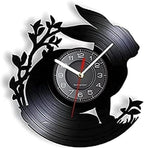 Wall Clock Rabbit Wall Clock Vinyl Record Animal Wall Clock Rabbit Modern Design Silent Black Quartz Clock Hanging Clock for Kids Room Nursery