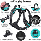 No Pull Dog Harness Medium, Reflective Vest with Front Clip & Handle | Easy On/Off, No Choke, Adjustable, 2 Leash D-Rings, Soft Padded, Breathable, Oxford, for Walking Training, M, Mint Blue