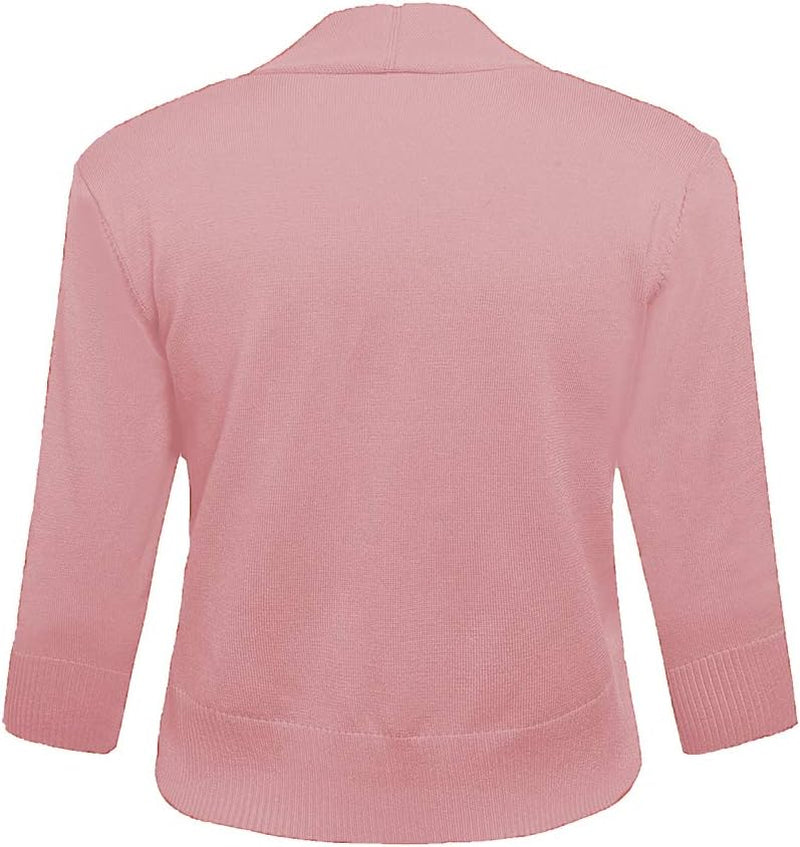 Women'S 3/4 Sleeve Cropped Cardigan Sweater Jacket Short Shrugs for Dresses | Open Front Short Sleeve Shrugs Bolero Shrug Lightweigt Cardigan Sweaters for Women