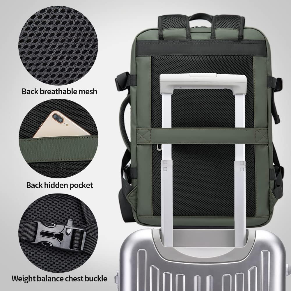 Carry-On Backpack, 45L Expandable Travel Backpacks,Weekend Backpack Briefcase,Waterproof Laptop Backpack Fits for 17.3” Laptop