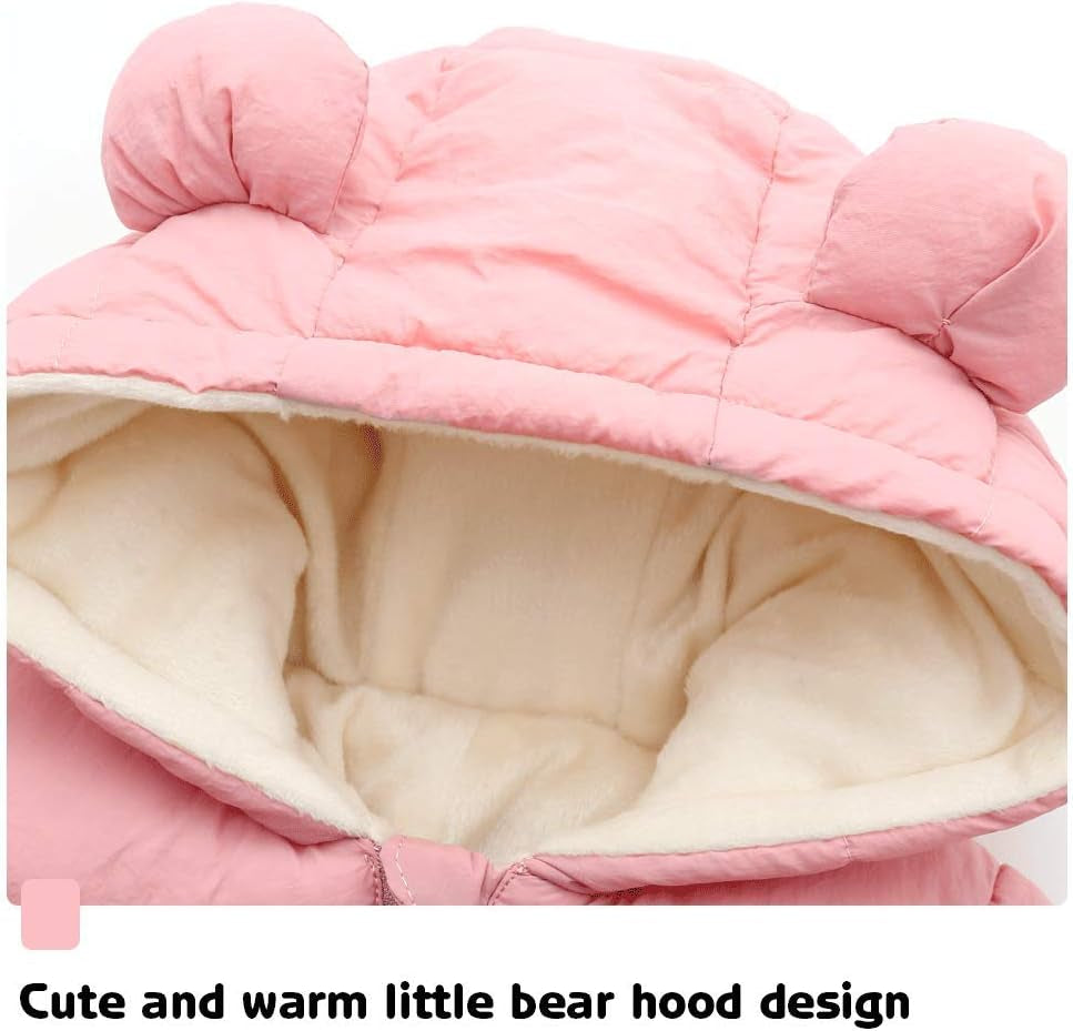 Baby Boy Snowsuit Newborn Girl Winter Coat Toddler Jacket Clothes | Unisex Boys Girls Items Hoodie Toddler Fleece Snow Suits for Infant Jumpsuit Warm Outfits 0-6M, 6-12M, 12-18M,18-24M Options