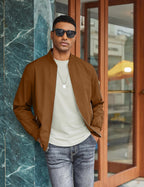 Men Bomber Jacket Lightweight Casual Fashion Stylish Windbreaker | Zip up Bomber Jacket, Water & Wind Proof Jacket with Zip Pocket, Fashion Stylish Lightweight Windbreaker for Spring Fall