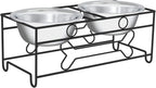Set of 2 Stainless Steel Dog Bowls - 40Oz Pet Bowls with Decorative Dog Food Stand - Metal Food and Water Dishes for Large Pets - Puppy Essentials by  (Silver/Black)