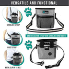 Dog Treat Pouch, Pet Treat Pouch for Training, Dog Walking Bag Holder for Kibbles, Pet Food Toy, Dog Trainer Essentials Supplies, Poop Bag Dispenser, 3 Ways to Wear (Heather Gray)