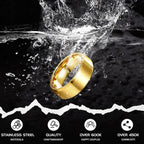 8MM Wedding Band for Men Stainless Steel Ring Band Size 6-14 | Matte Surface Beveled Polished Edge, Silver/Black/Gold Wedding Engagement Promise Ring Jewelry Gift Comfort Fit for Him