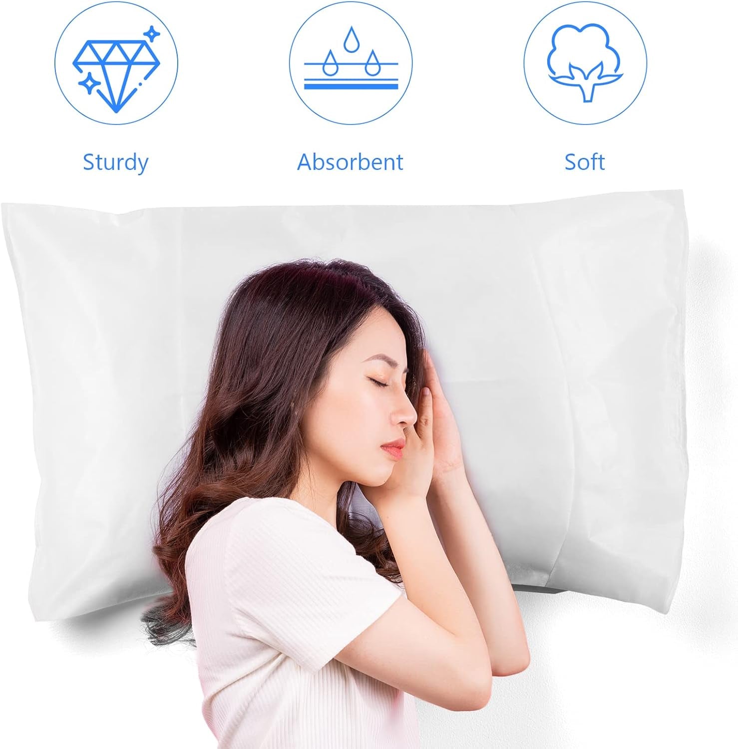 Disposable Pillow Cases, 20 Count, White, 32 X 20 Inches, Non Woven Fabric