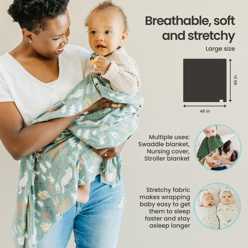 Swaddle Blankets for Newborns | Soft Stretchy Receiving Blankets for Boys and Girls | Large 46 X 46 Inch Baby Blankets | Lightweight and Breathable Swaddles | Sonny