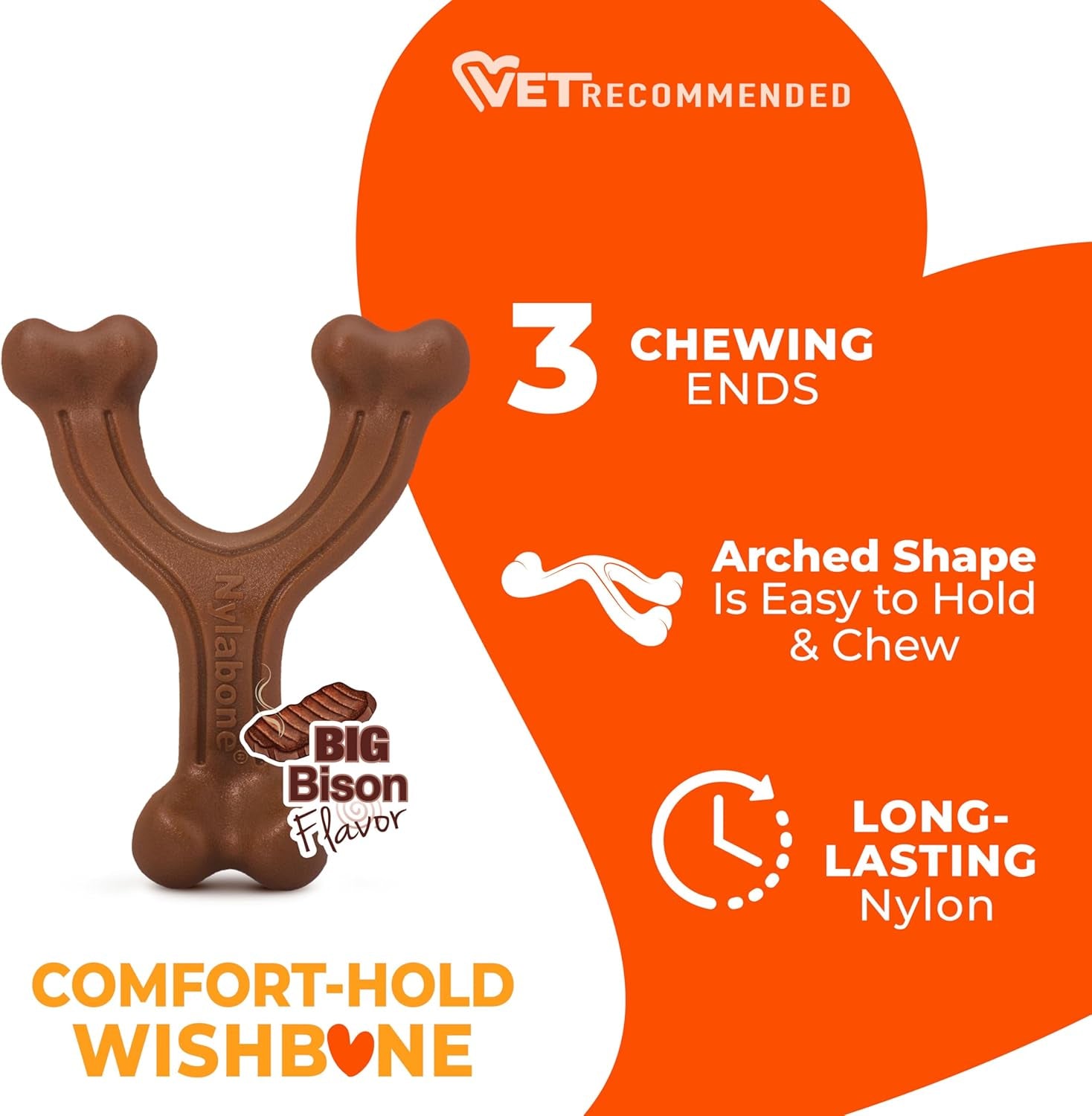 Power Chew Easy-Hold Wishbone Dog Chew Toy, Small | Bison Flavor, Durable Dog Toys for Aggressive Chewers, Discourages Destructive Chewing, for Small Breeds up to 25 Lbs