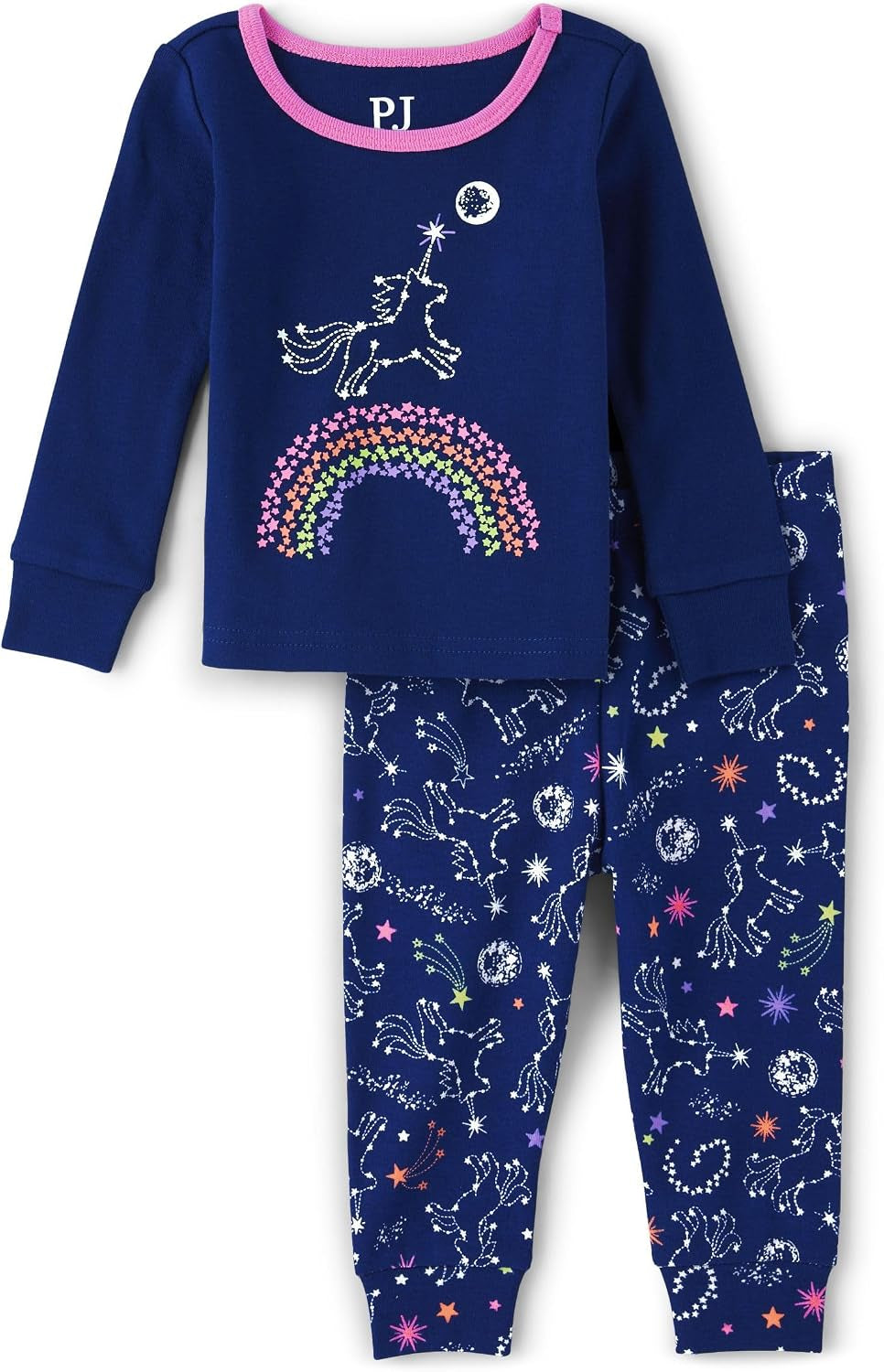 Baby-Girls and Toddler Long Sleeve Top and Pants Snug Fit 100% Cotton 2 Piece Pajama Set