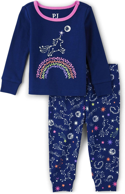 Baby-Girls and Toddler Long Sleeve Top and Pants Snug Fit 100% Cotton 2 Piece Pajama Set