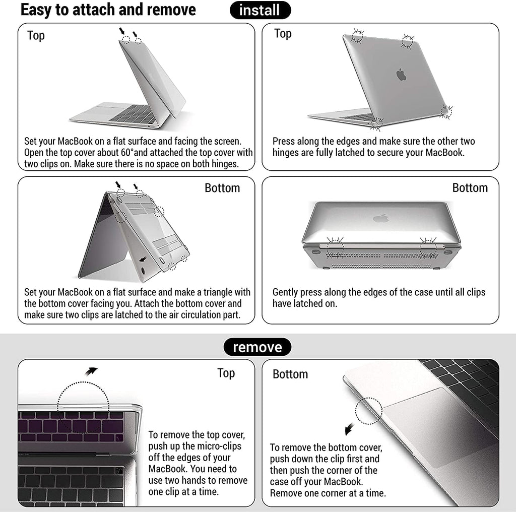 Compatible with 2022 2021 2020 Macbook Air 13 Inch Case M1 A2337 A2179 A1932, Hard Shell Case&Keyboard Cover&Screen Film for Mac Air 13 with Touch ID, Crystal Clear, AT13CYCL+2