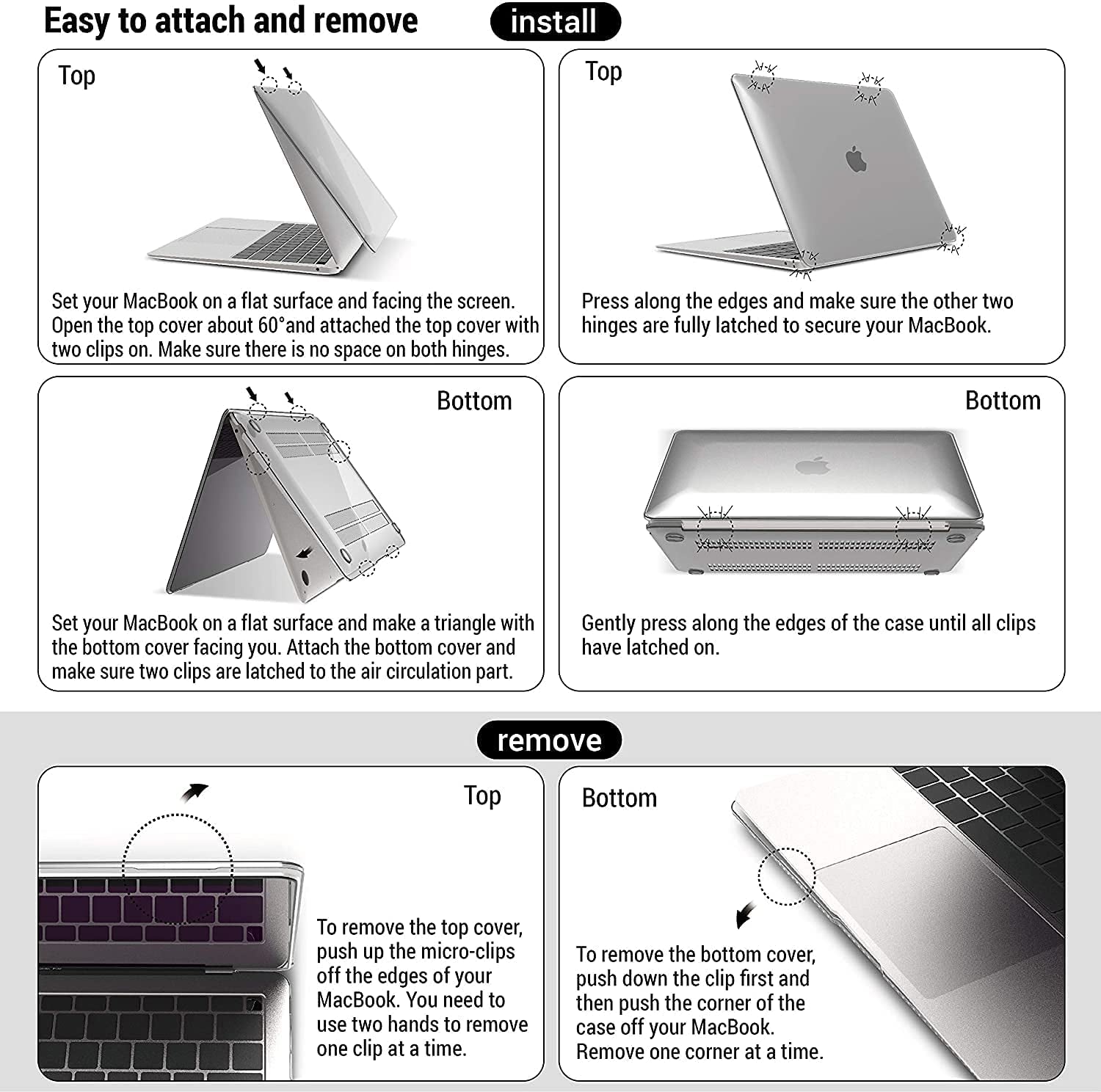 Compatible with 2022 2021 2020 Macbook Air 13 Inch Case M1 A2337 A2179 A1932, Hard Shell Case&Keyboard Cover&Screen Film for Mac Air 13 with Touch ID, Crystal Clear, AT13CYCL+2