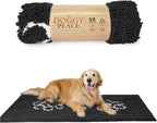 Microfiber Dog Mat for Muddy Paws, 60" X 36" Charcoal with Paw Print - Non-Slip, Absorbent and Quick-Drying Dog Paw Cleaning Mat, Washer and Dryer Safe - X-Large/Runner