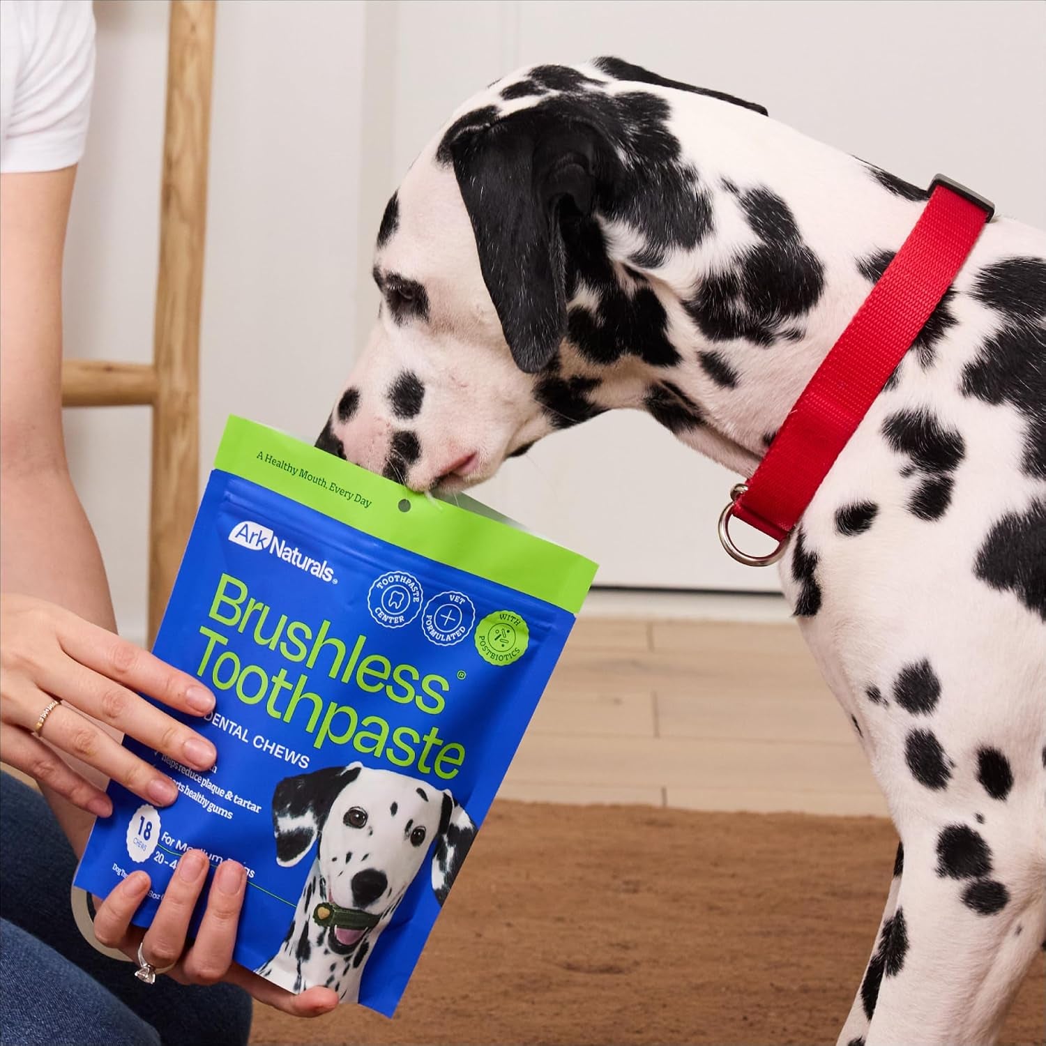 Brushless Toothpaste Dog Dental Chews - Medium Breeds (18 Ct) | Vet Formulated Dog Dental Chew with Toothpaste Center - Freshens Breath, Reduces Plaque & Tartar