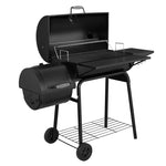 30" Barrel Charcoal Grill with Smoker and Side Table