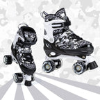 Boys and Girls Camo Adjustable Roller Skates with Light up Wheels, Fun Illuminating Rollerskate for Kids Girls Youth