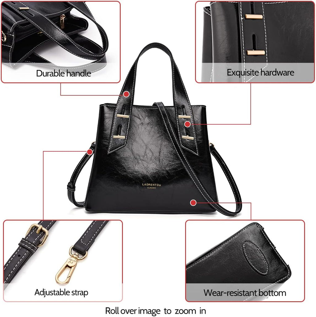 Women Crossbody Handbags Genuine Leather Satchel Handbags for Women Top-Handle Shoulder Tote Purses
