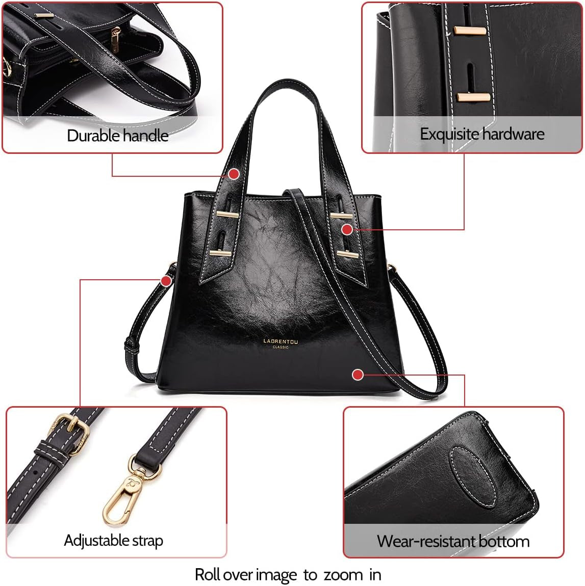 Women Crossbody Handbags Genuine Leather Satchel Handbags for Women Top-Handle Shoulder Tote Purses