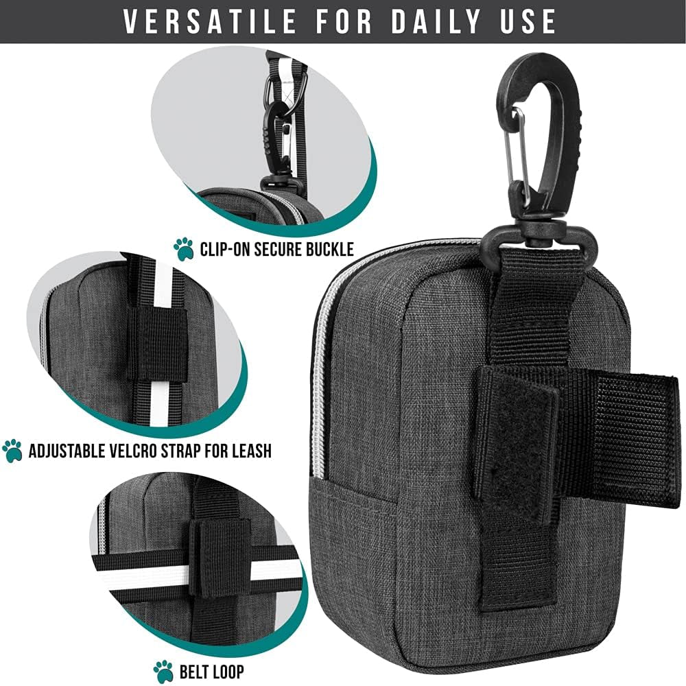 Dog Poop Bag Holder for Leash, Waste Bag Dispenser Pet Pouch, Charcoal