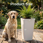 Planters for Outdoor Plants, 20 Inch Tall White Flower Pots 2 Pack, Large Plastic Plant Pots with Drainage Hole and Dual-Purpose Tray, Decorative Indoor Planter for Front Porch Patio Garden