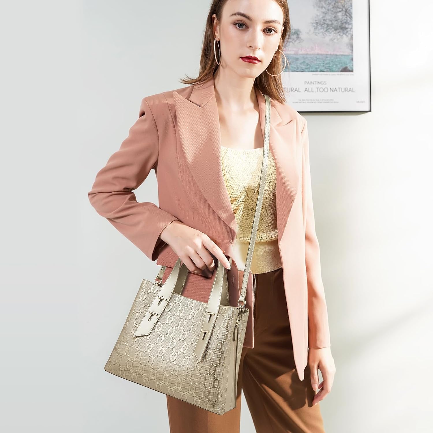 Women Crossbody Handbags Genuine Leather Satchel Handbags for Women Top-Handle Shoulder Tote Purses