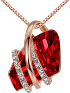 Wish Stone Pendant Necklace with Birthstone Crystal, 18K Rose Gold Plated/Silvertone, 18" + 2"