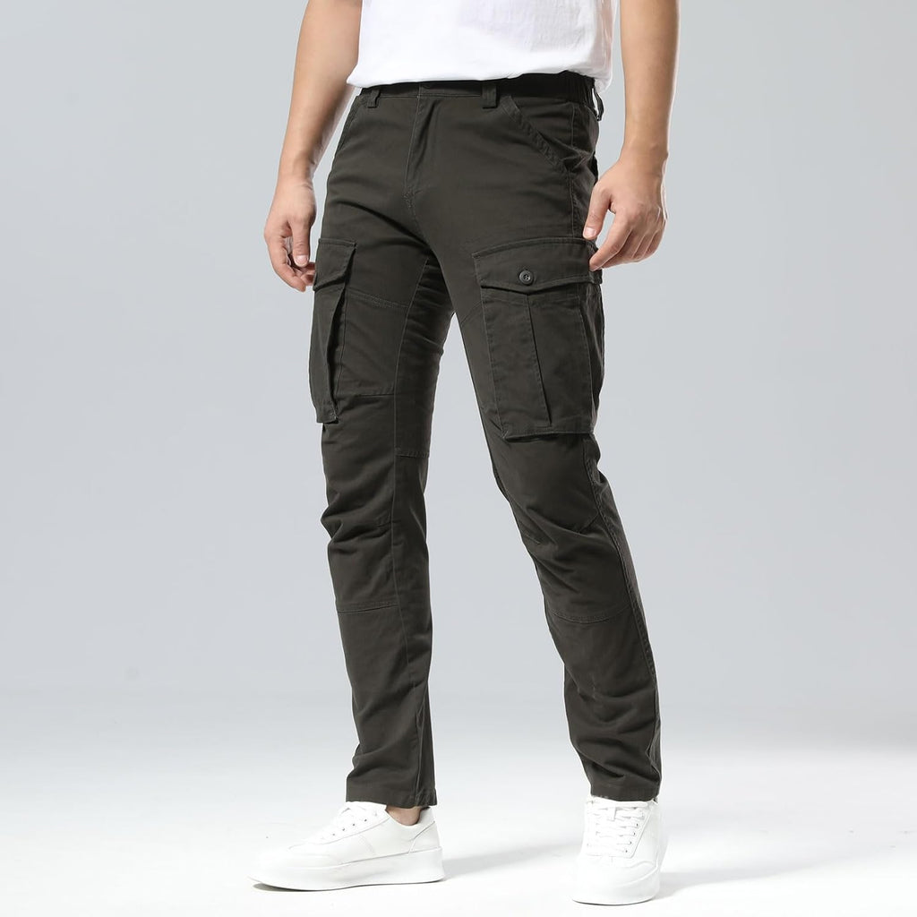 Men'S Cargo Pants Slim Fit with Articulated Knees