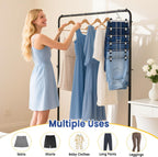 Skirt Pants Hangers with Clips Space Saving Hanging Closet Organizer 6 Tiers Hanger with 360° Swivel Hook, Finger-Safe Design- College Dorm Room Apartment Essentials 1-Pack
