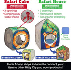 Safari Jungle Tiger Pop-Up Cat House, Collapsible Indoor Cat Hideout with Peekaboo Openings, Lightweight Foldable Cat Playhouse