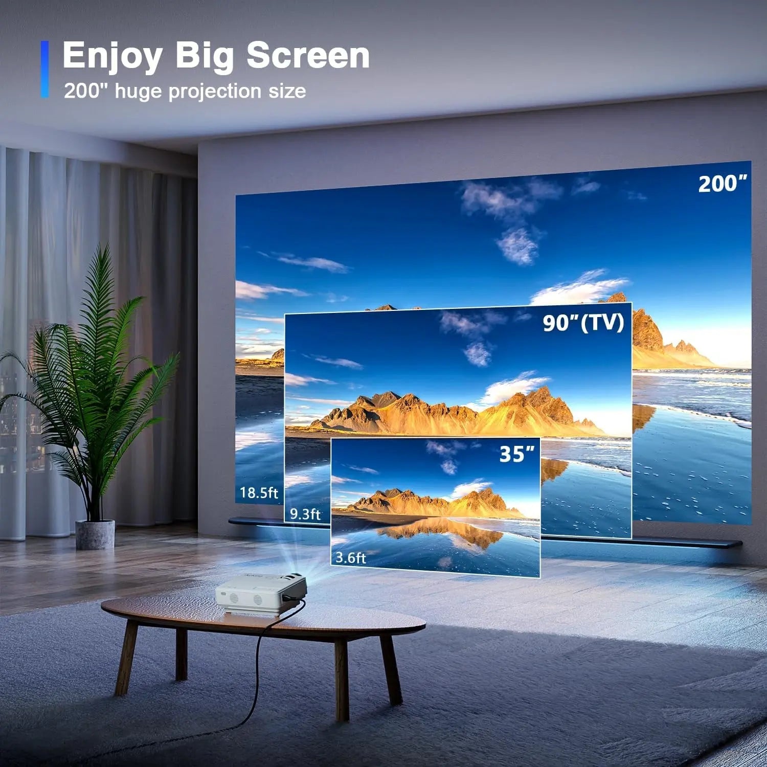 Projector, 2024 Upgraded Mini Projector, Full HD 1080P Home Theater Video Projector, Compatible with Hdmi/Usb/Vga/Av/Smartphone/Tv Box/Laptop