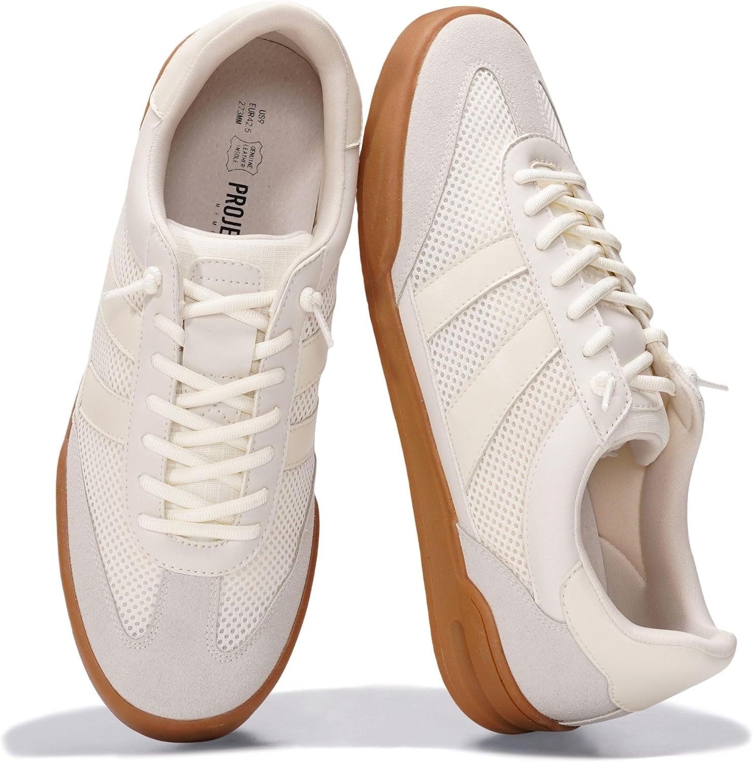 Sneakers for Men - 100% Genuine Leather Mens Casual Shoes Memory Foam Insole Mens Sneakers - Non Slip Outsole Dress Sneakers Men (HIS VERDY)