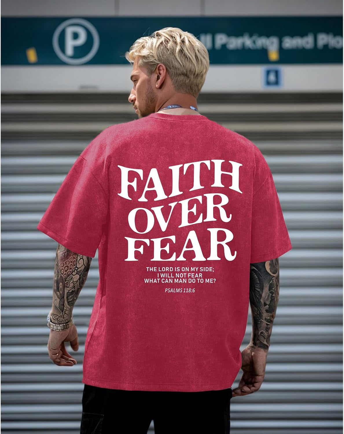 Christian Faith over Fear Shirt for Men Jesus Religious Shirts Oversized Graphic Tees Acid Wash God T-Shirt