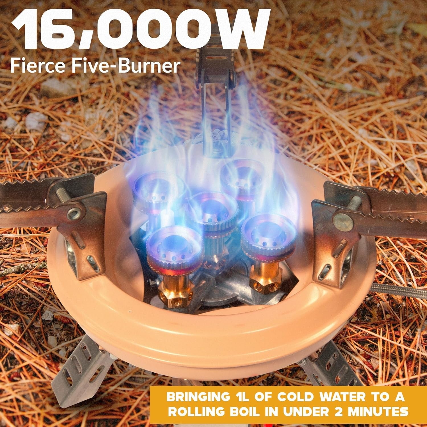 54,500 BTU Multi-Fuel Portable Camping Stove – 16,000W Collapsible Windproof Burner with Fuel Canister Adapter & Carrying Case for Outdoor Cooking, Backpacking & Emergency Use