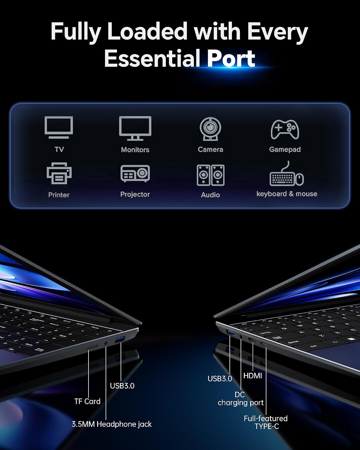 15.6'' AI Laptop with Office 365 6GB RAM 128GB SSD Win 11 Laptops | 7000Mah Battery, IPS FHD, 180°Viewing, Quad-Core Processor, Type-C, Wifi 5, Portable Thin Business Student Laptops