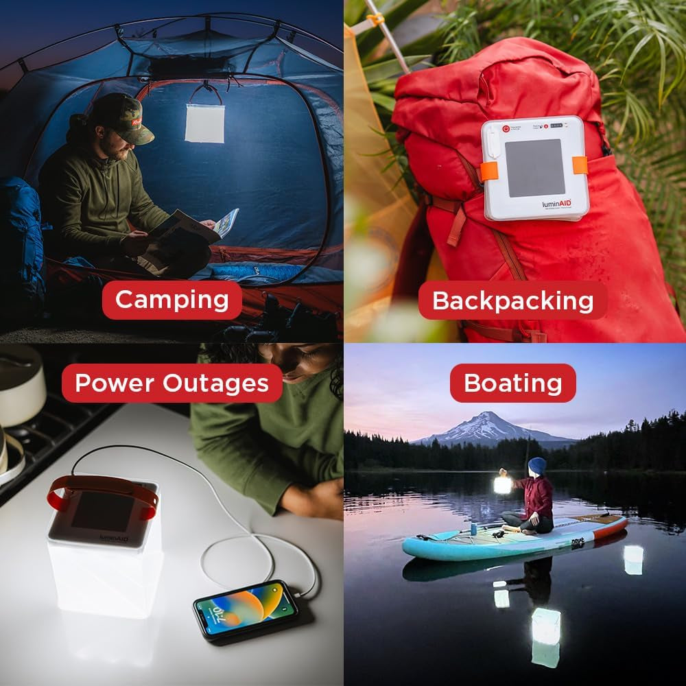 Max 2-In-1 Inflatable Solar LED Camping Lantern & Phone Charger | 200 Lumens, Twist-To-Inflate Design, Waterproof, Camping, Hiking & Travel, Emergency Light for Power Outages, Hurricane