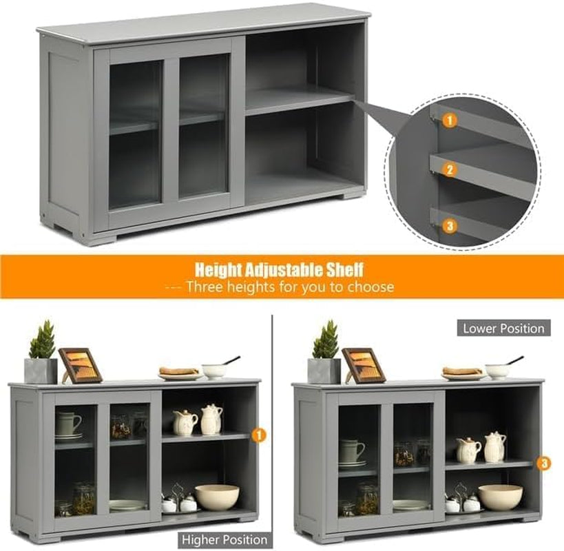 42" Small Buffet Sideboards Cabinet with Sliding Glass Door Home Furniture