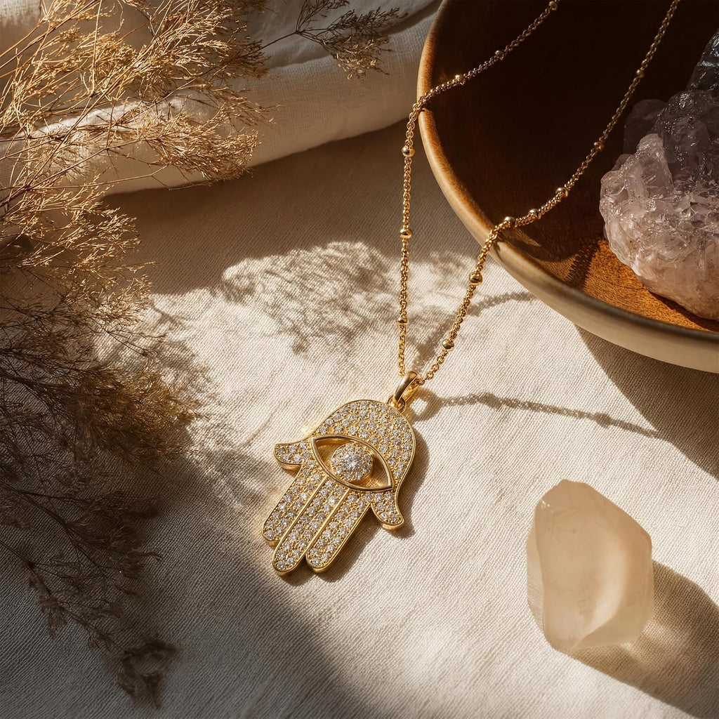 Gold Dainty Evil Eye Necklace for Women 18K Gold Plated Cute Delicate Solitaire Cubic Zirconia Boho Protection Evil Eye Minimalist Simple Necklace