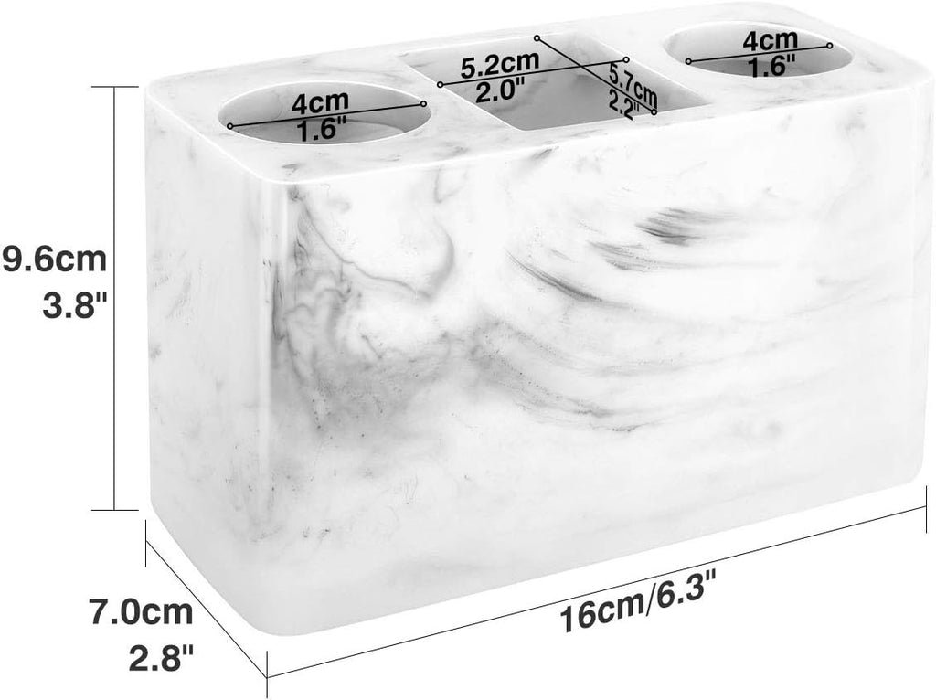 Toothbrush Holder, Resin, 3 Slots, Ink White | Electric Toothbrush Holder, Toothbrush and Toothpaste Holder, Bathroom Countertop Storage, Bathroom Accessories