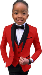 Boys Suit Wedding Tuxedo 3 Piece Shawl Collar Jacket Pants Vest Child Formal Blazer Set Slim Fit Outfit