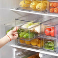Fridge Drawers, 3-Pack Clear Stackable Pull Out Refrigerator Organizer Bins, Food Storage Containers for Kitchen, Freezer, Vanity & Fridge Organization and Storage (2 Small+1 Medium)