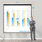 Projector Screen Pull down 100 Inch 16:9 HD, Manual Projection Screen Home Theater, Portable Indoor Outdoor Retractable Movie Screen Ceiling Wall Mount