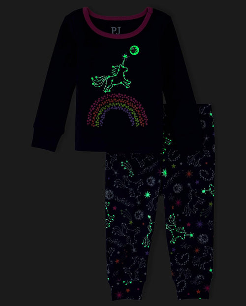 Baby-Girls and Toddler Long Sleeve Top and Pants Snug Fit 100% Cotton 2 Piece Pajama Set