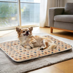 Dog Bed Crate Pad Ultra Soft Pet Mat Star Print 22 Inch Brown | Washable Crate Mat for Large Medium Small Dogs, Reversible Fleece Dog Crate Kennel Mat Flat Cat Bed Liner