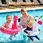 2 Pack Inflatable Flamingo Unicorn Pool Floats for Kids 3-8 Years | Pool Party Decorations/Beach/Summer, Durable PVC, Boys/Girls/Toddlers, Lounger/Raft, Vacation Floaties, Quick Inflate