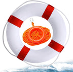 Pool Life Ring Buoy Life Preserver Ring with Lifesaving Rope Reflective Tape Yard Wall Decoration 10.6"/19.68"