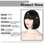 Black Short Bob Wig,Straight Black Bob Wig with Bangs, 10 Inch Straight Bob Bangs Wig for Women Natural Looking for Daily Use