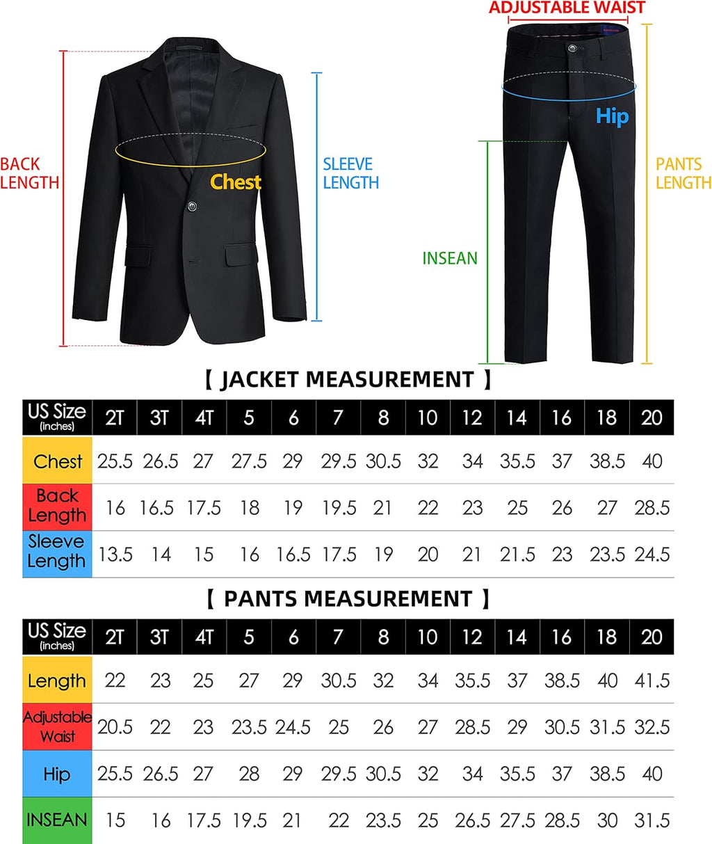 Boys Formal Suit Set 5 Pieces Slim Fit Ring Bearer Outfit